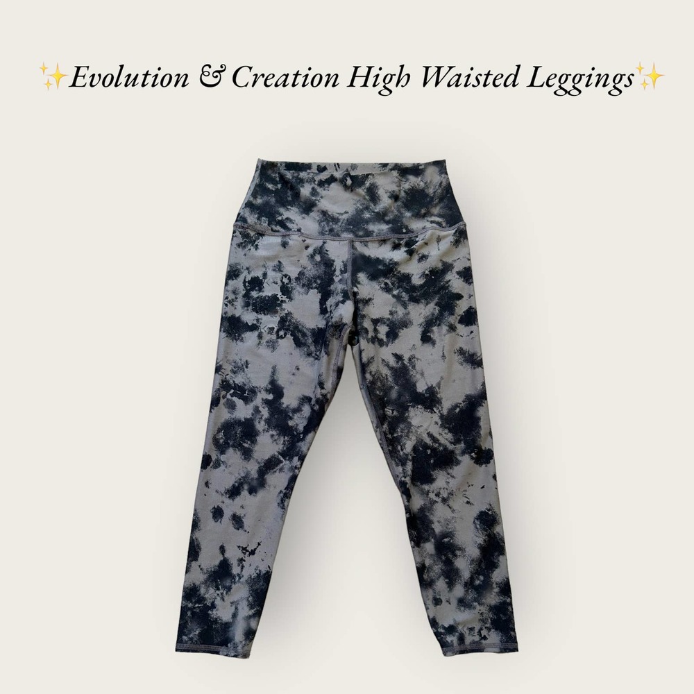 ✨Evolution &‎ Creation High Waisted Mia Legging. Black Tye Dye. Large✨